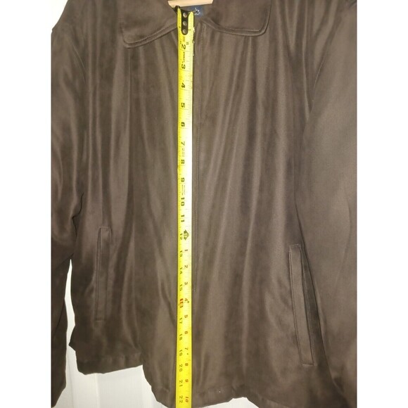 London Fog Men's Brown suede like jacket Quilt Lined Zipper Works Size‎ Large - Picture 13 of 15